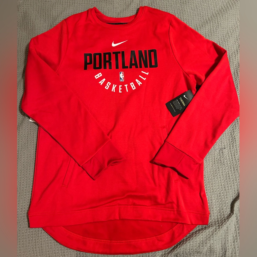 Nike Red NBA Portland Trailblazer Basketball Crewneck Dri Fit Size L